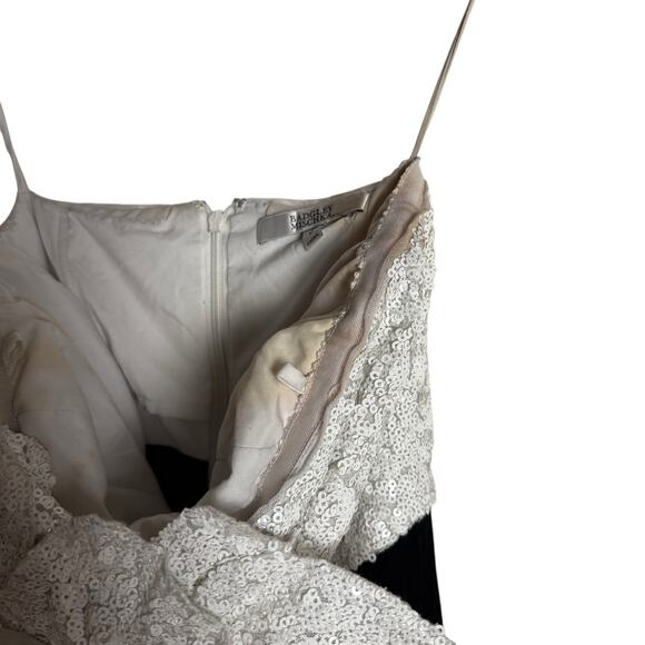 Badgley Mischka White Rose Black Velvet Two-Tone Strapless Cocktail Dress 0 - Picture 9 of 13